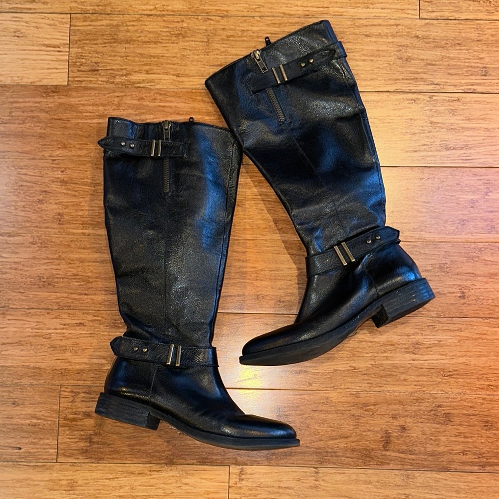 Steve Madden Black Leather Tall Boots size 6